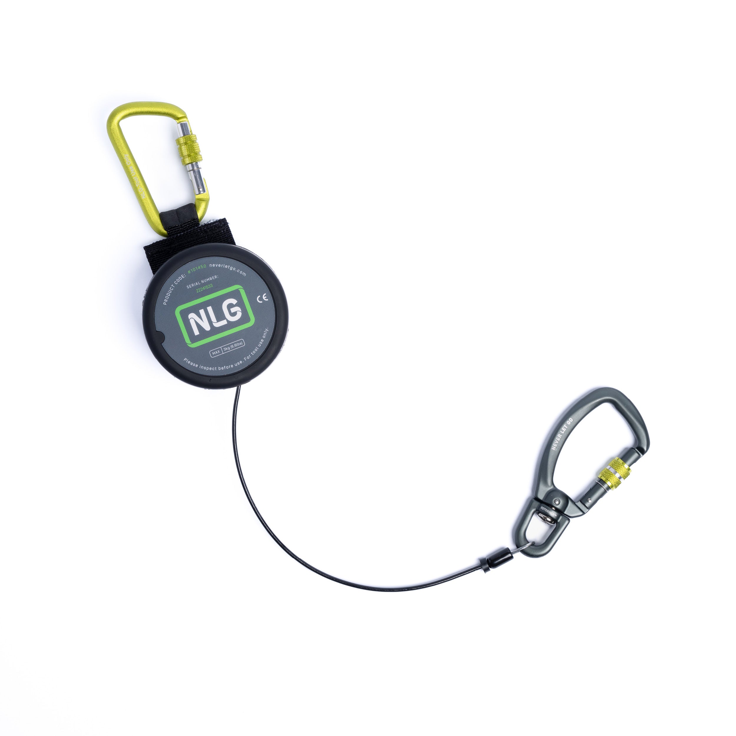 NLG - Hochlast Einzieh-Werkzeugfangleine mit Doppelkarabiner - Heavy Duty Retractable Lanyard, Double Carabiner
