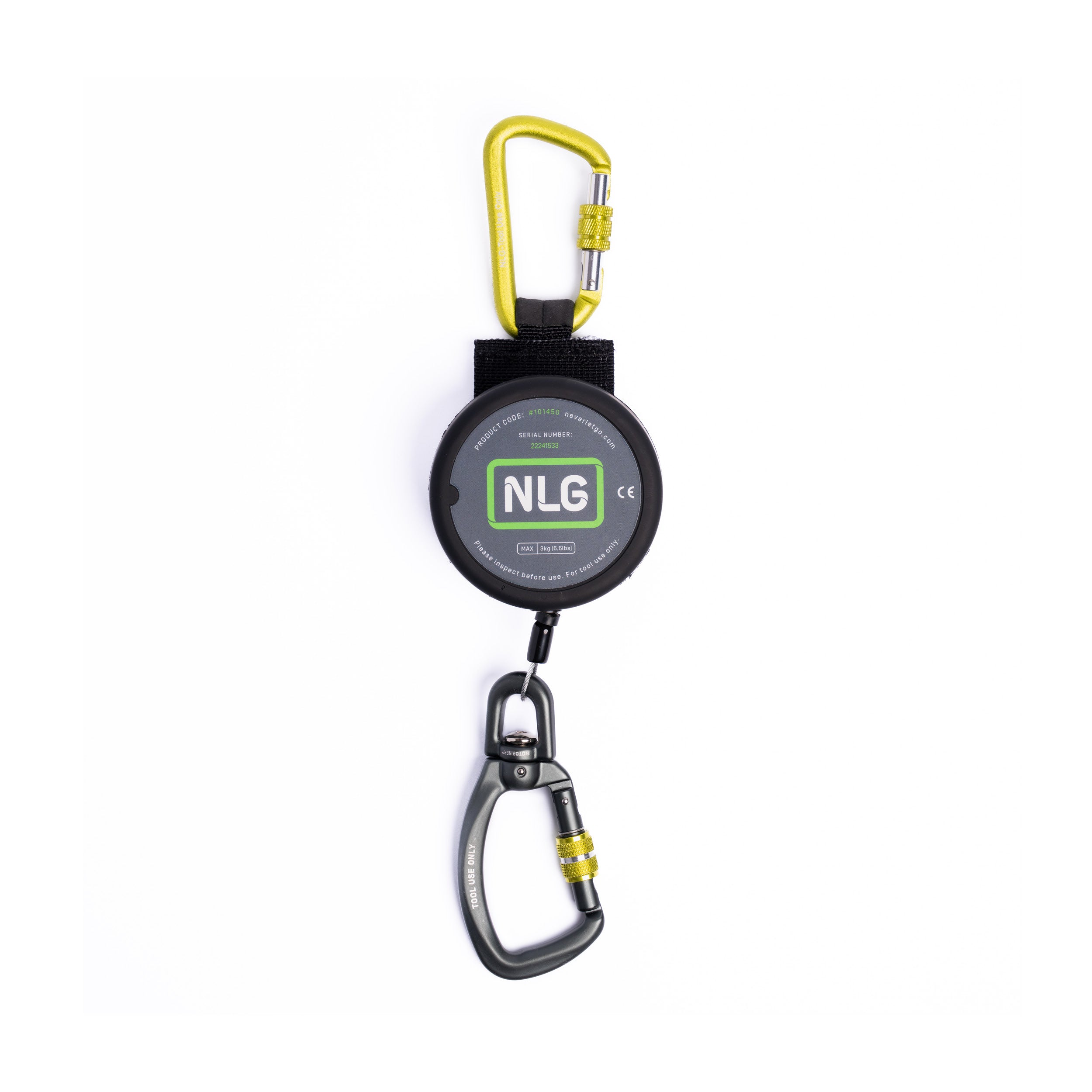 NLG - Hochlast Einzieh-Werkzeugfangleine mit Doppelkarabiner - Heavy Duty Retractable Lanyard, Double Carabiner