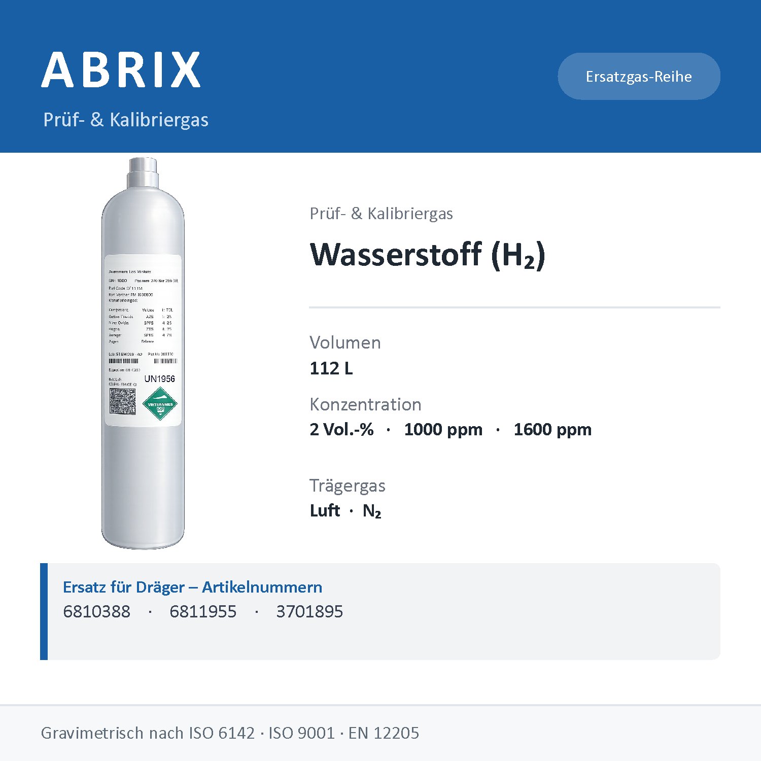 Wasserstoff (H₂) Prüfgas - Dräger Replacement